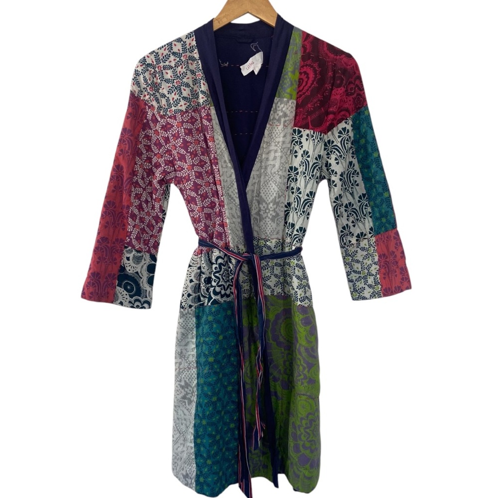 Lilka Anthropologie Quilted Cotton Patchwork Robe Small Boho